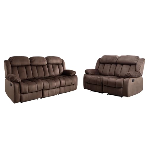 Classic Reclining Sofa Set with Loveseat and Sofa