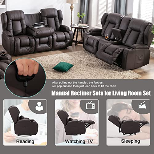 67" RV Loveseat Recliner Sofa with Console