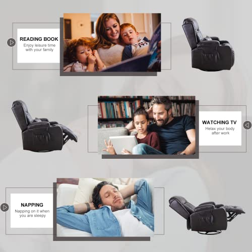 Faux Leather Recliner Chairs with Heat and Massage