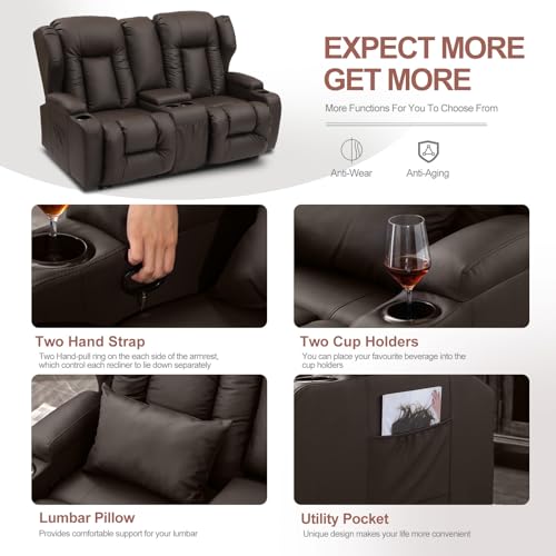67" RV Loveseat Recliner Sofa with Console