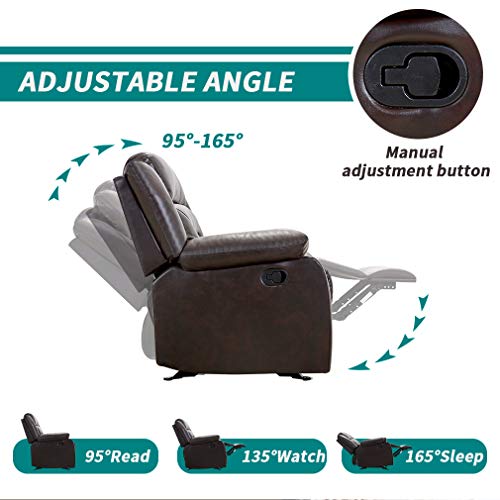 Brown PU Leather Recliner Sofa for Home Theater