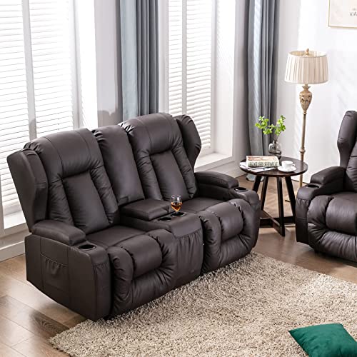 67" RV Loveseat Recliner with Console & Cupholders