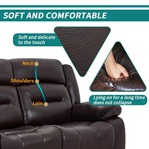 Brown PU Leather Recliner Sofa for Home Theater