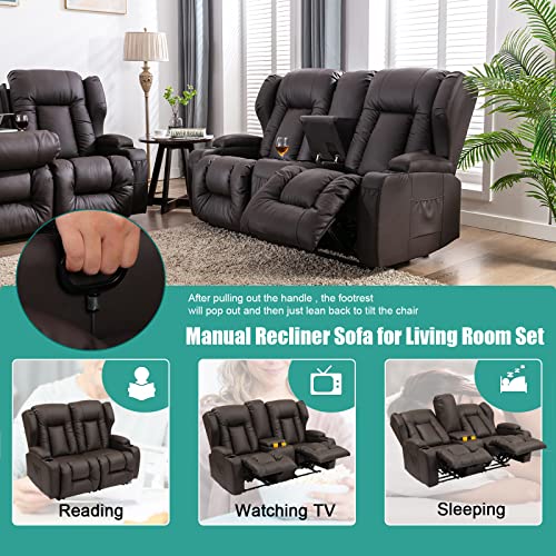 67" RV Loveseat Recliner with Console & Cupholders