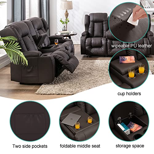 67" RV Loveseat Recliner with Console & Cupholders
