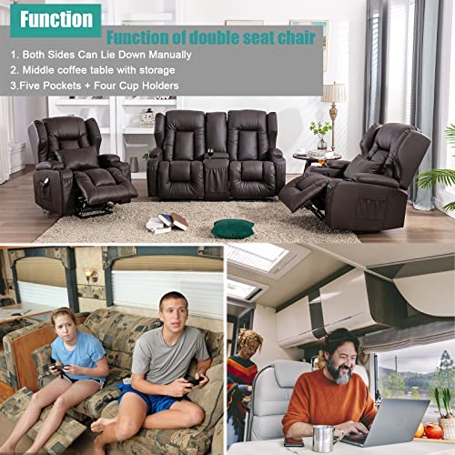 67" RV Loveseat Recliner with Console & Cupholders