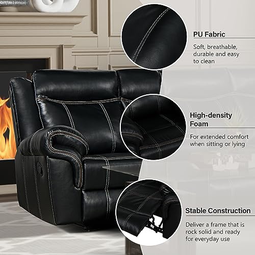 Leather Recliner Sectional Sofa with USB Ports