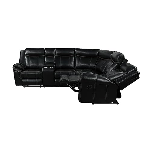 Leather Recliner Sectional Sofa with USB Ports