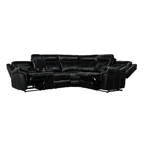 Leather Recliner Sectional Sofa with USB Ports