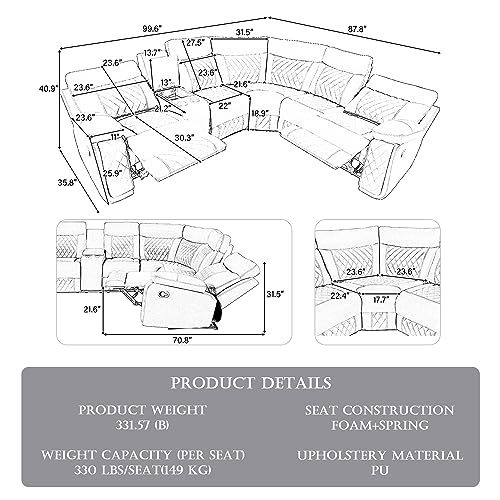 Yoglad L-Shaped Recliner Sofa Set with Consoles
