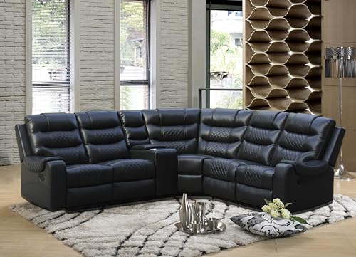 Black Recliner Sofa with 2 Seats