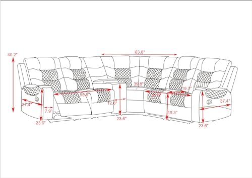 Black Recliner Sofa with 2 Seats
