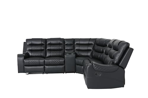 Black Recliner Sofa with 2 Seats