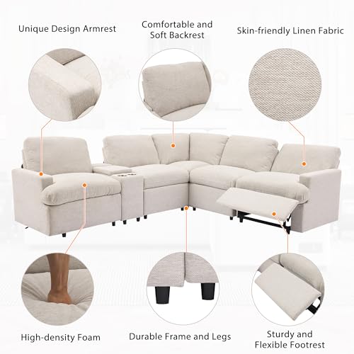 LUMISOL Power Recliner Sectional Sofa with Storage