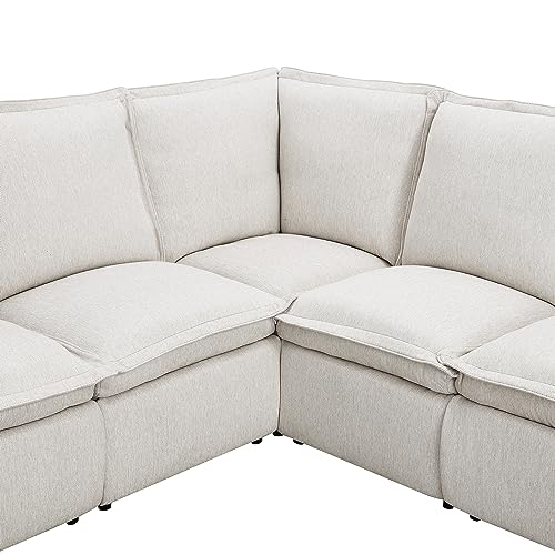 Beige Modular L-Shaped Sectional Sofa with Recliner