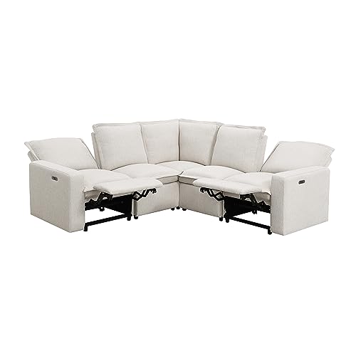 Beige Modular L-Shaped Sectional Sofa with Recliner