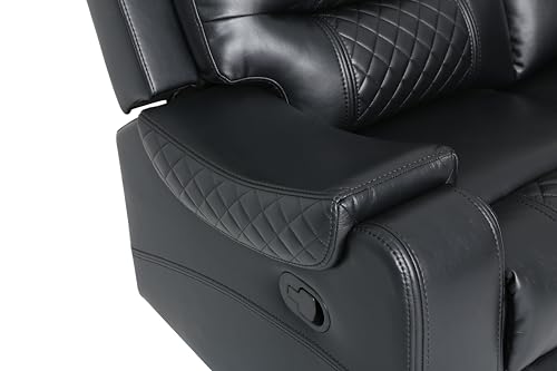Black Recliner Sofa with 2 Seats
