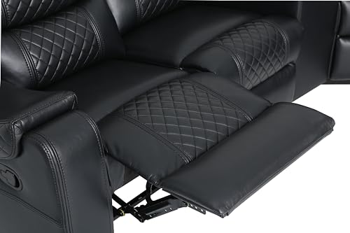 Black Recliner Sofa with 2 Seats
