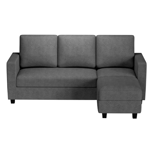 JUMMICO Deep Grey L-Shaped Convertible Sofa Couch