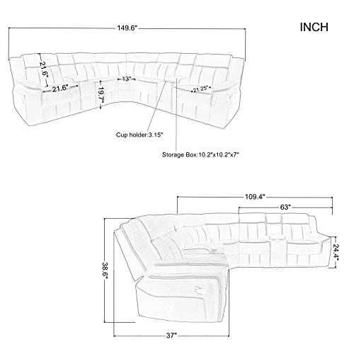 L-Shaped Modern Reclining Sectional Sofa with Consoles