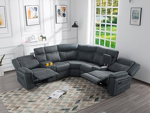 L-Shaped Modern Reclining Sectional Sofa with Consoles