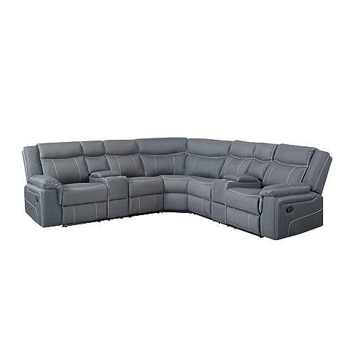 L-Shaped Modern Reclining Sectional Sofa with Consoles