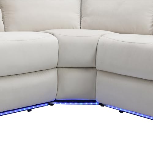 Beige Velvet L-Shaped Sectional Recliner Sofa