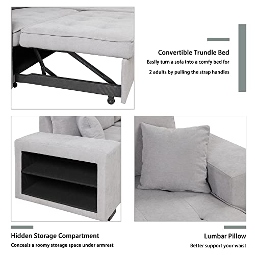 Stylish Gray L-Shaped Sectional Sofa Bed Set