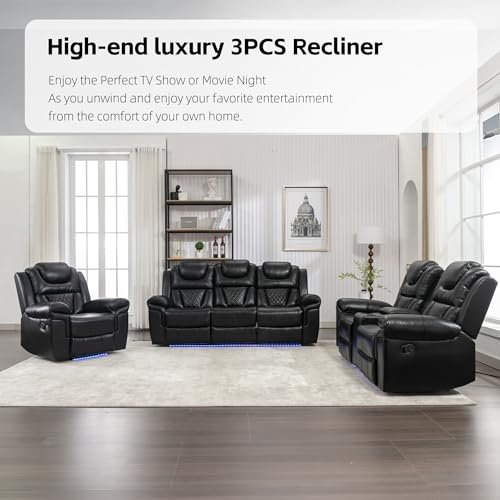 Stylish 3-Piece Sectional Recliner Sofa Set