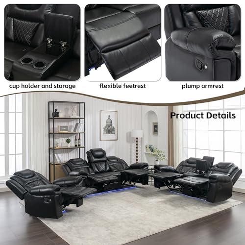 Stylish 3-Piece Sectional Recliner Sofa Set