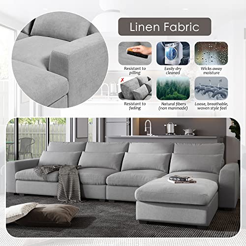 Light Grey Convertible L-Shaped Sectional Sofa Couch
