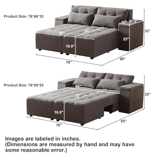 ATUMON 3-in-1 Convertible Corduroy Sofa Bed