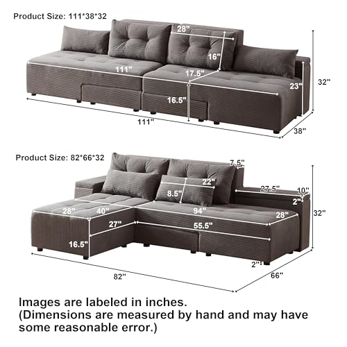 ATUMON 3-in-1 Convertible Corduroy Sofa Bed