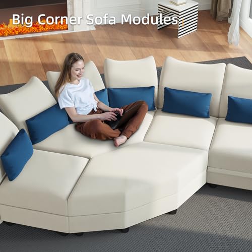 Velvet L-Shaped Modular Sectional Sofa with Storage