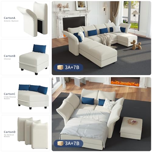 Velvet L-Shaped Modular Sectional Sofa with Storage
