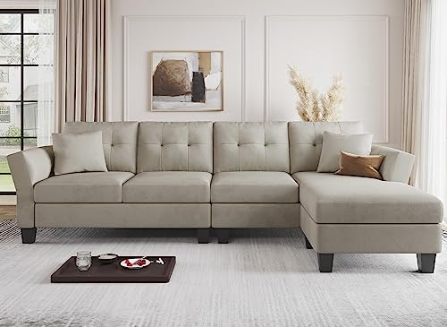 Belffin Grey L-Shaped Convertible Sectional Couch
