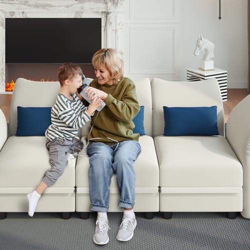 Velvet L-Shaped Modular Sectional Sofa with Storage