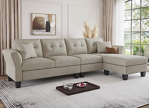 Belffin Grey L-Shaped Convertible Sectional Couch