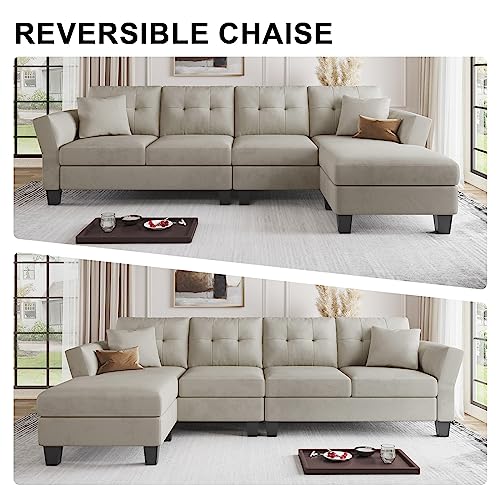 Belffin Grey L-Shaped Convertible Sectional Couch