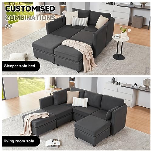 Modular U-Shaped Sofa with Storage - Dark Grey