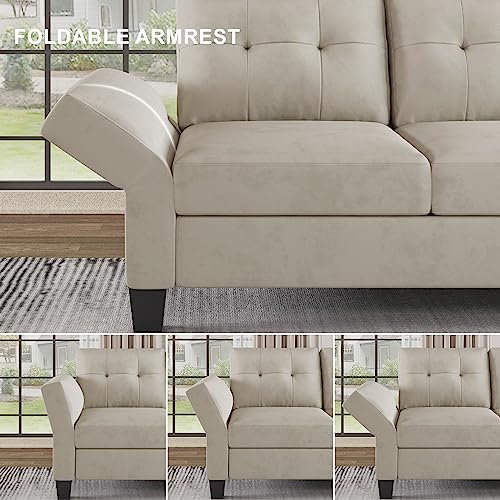 Belffin Grey L-Shaped Convertible Sectional Couch