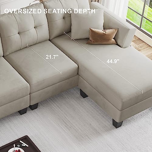 Belffin Grey L-Shaped Convertible Sectional Couch