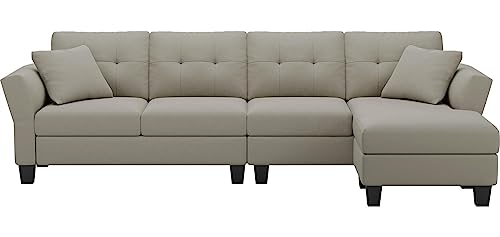 Belffin Grey L-Shaped Convertible Sectional Couch