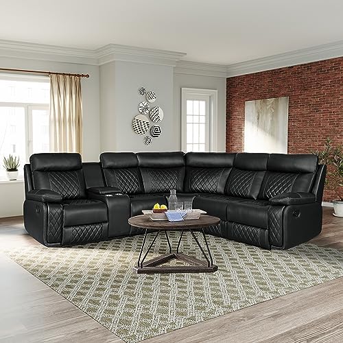 Premium Faux Leather Manual Reclining Sectional Sofa Set