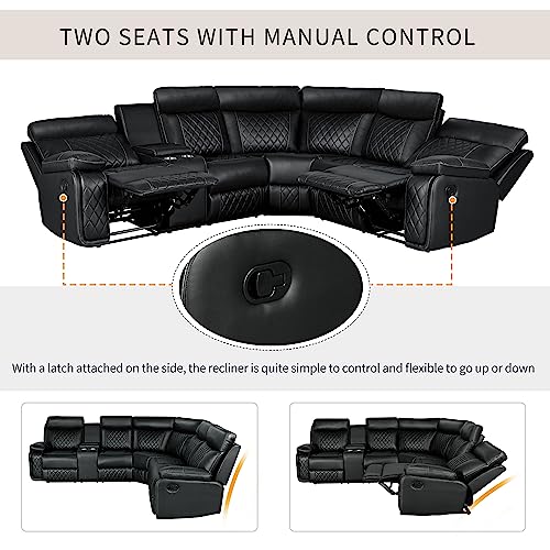 Premium Faux Leather Manual Reclining Sectional Sofa Set
