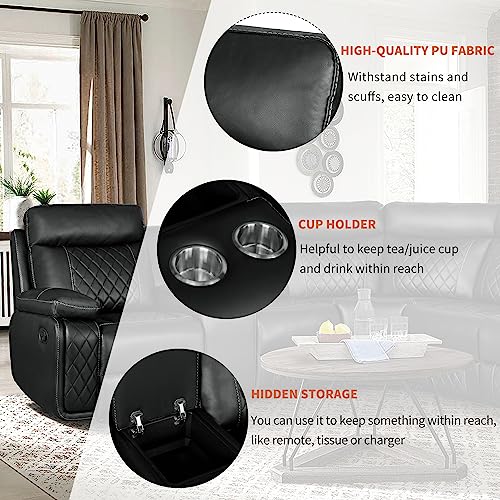 Premium Faux Leather Manual Reclining Sectional Sofa Set