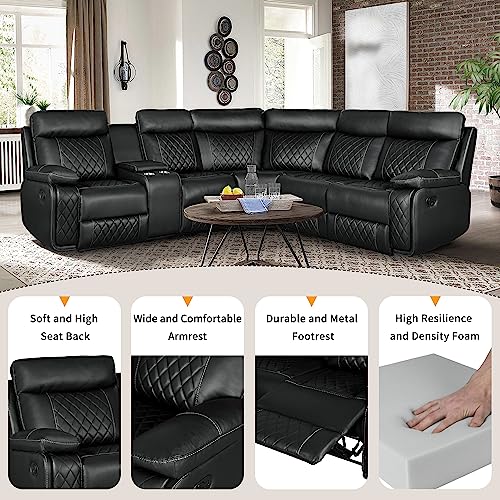 Premium Faux Leather Manual Reclining Sectional Sofa Set