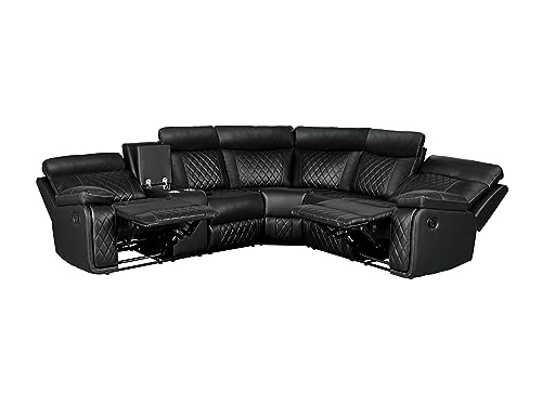 Premium Faux Leather Manual Reclining Sectional Sofa Set