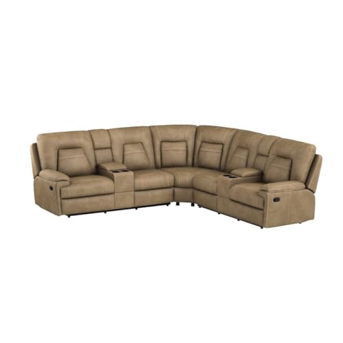 Betsy Large Microfiber Reclining Sectional Sofa – Latte
