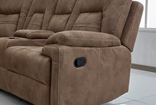 Betsy Large Microfiber Reclining Sectional Sofa – Latte